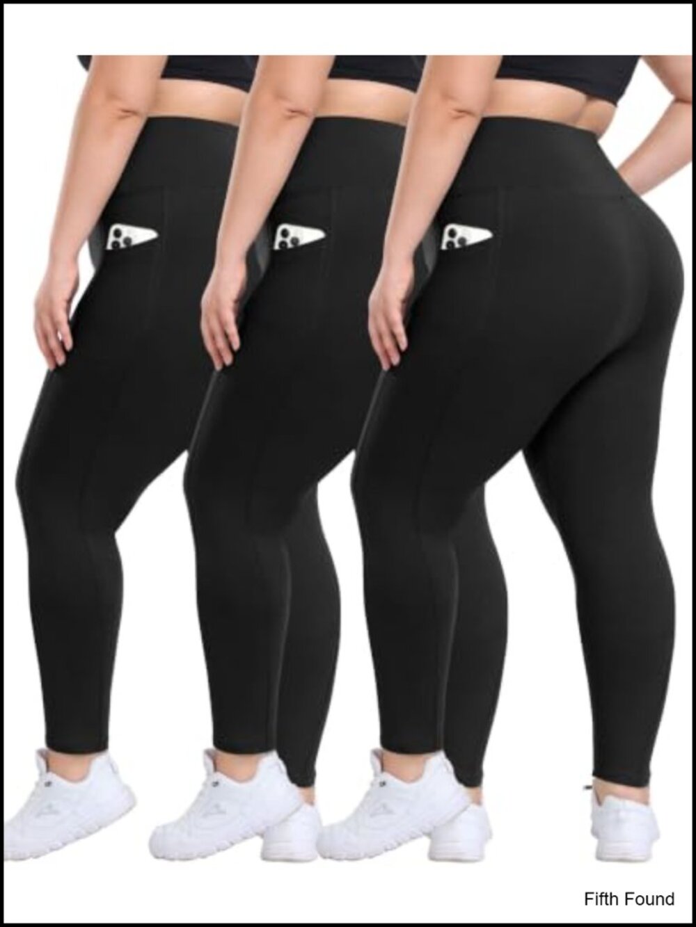 Plus Size High Waisted Leggings 3 Pack with Pockets Tummy Control Soft Yoga